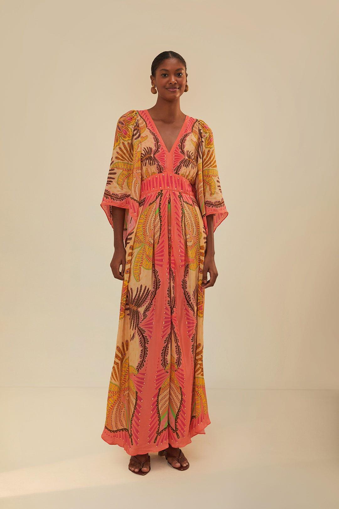 Sand Palms Scarf Maxi Dress, PALM SCARF SAND / L Product Image