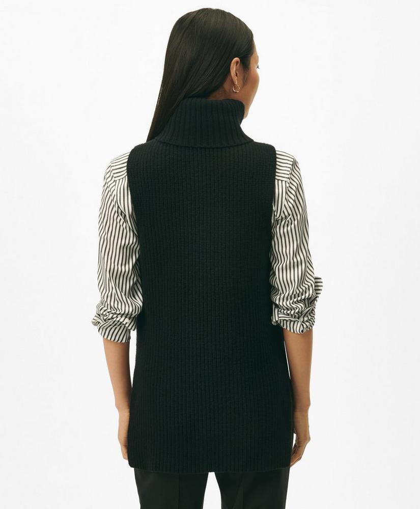 Sleeveless Ribbed Turtleneck Sweater in Wool-Cashmere Product Image