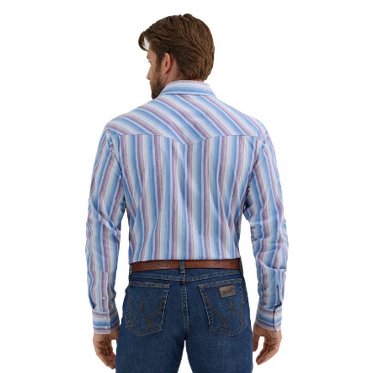 Wrangler 20X® Men's L/S Blue/Purple Stripe Advanced Comfort Snap Shirt Product Image