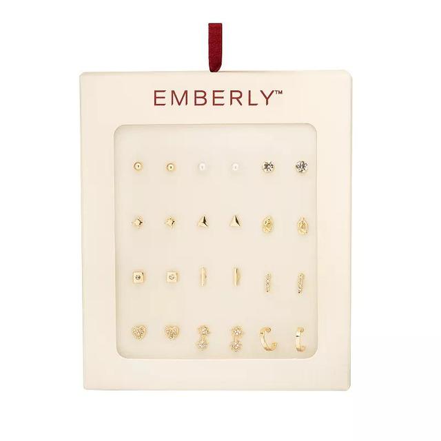 Emberly Gold Tone Simulated Pearl And Stone Stud and Hoop Earrings 12 Pack Set, Womens, Multi Product Image