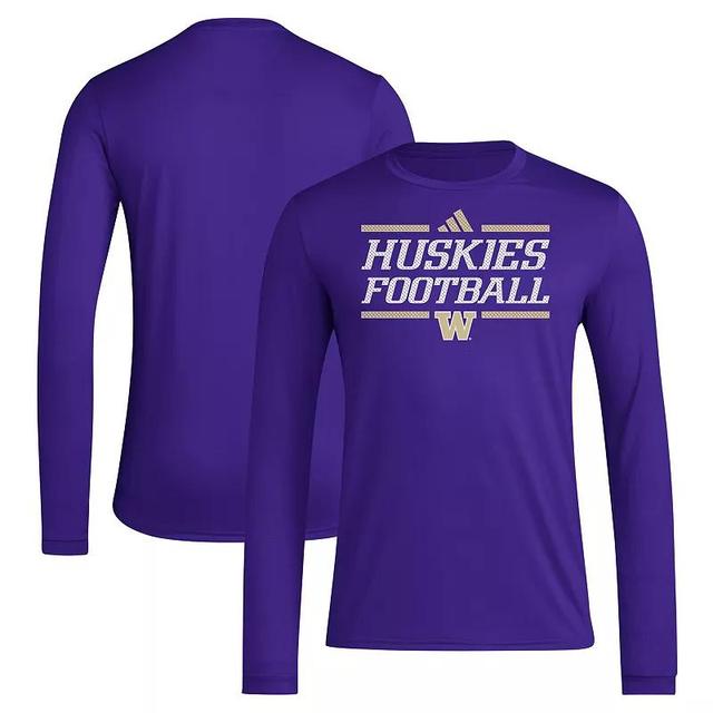 Mens adidas Washington Huskies Locker Football Pre-Game AEROREADY Long Sleeve T-Shirt Product Image