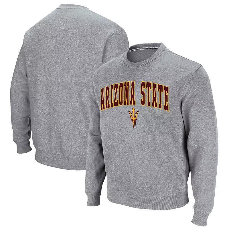 Mens Colosseum Heather Gray Arizona State Sun Devils Arch & Logo Pullover Sweatshirt Product Image