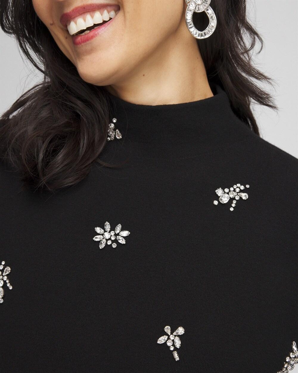 Embellished Mockneck Pullover Sweater Product Image