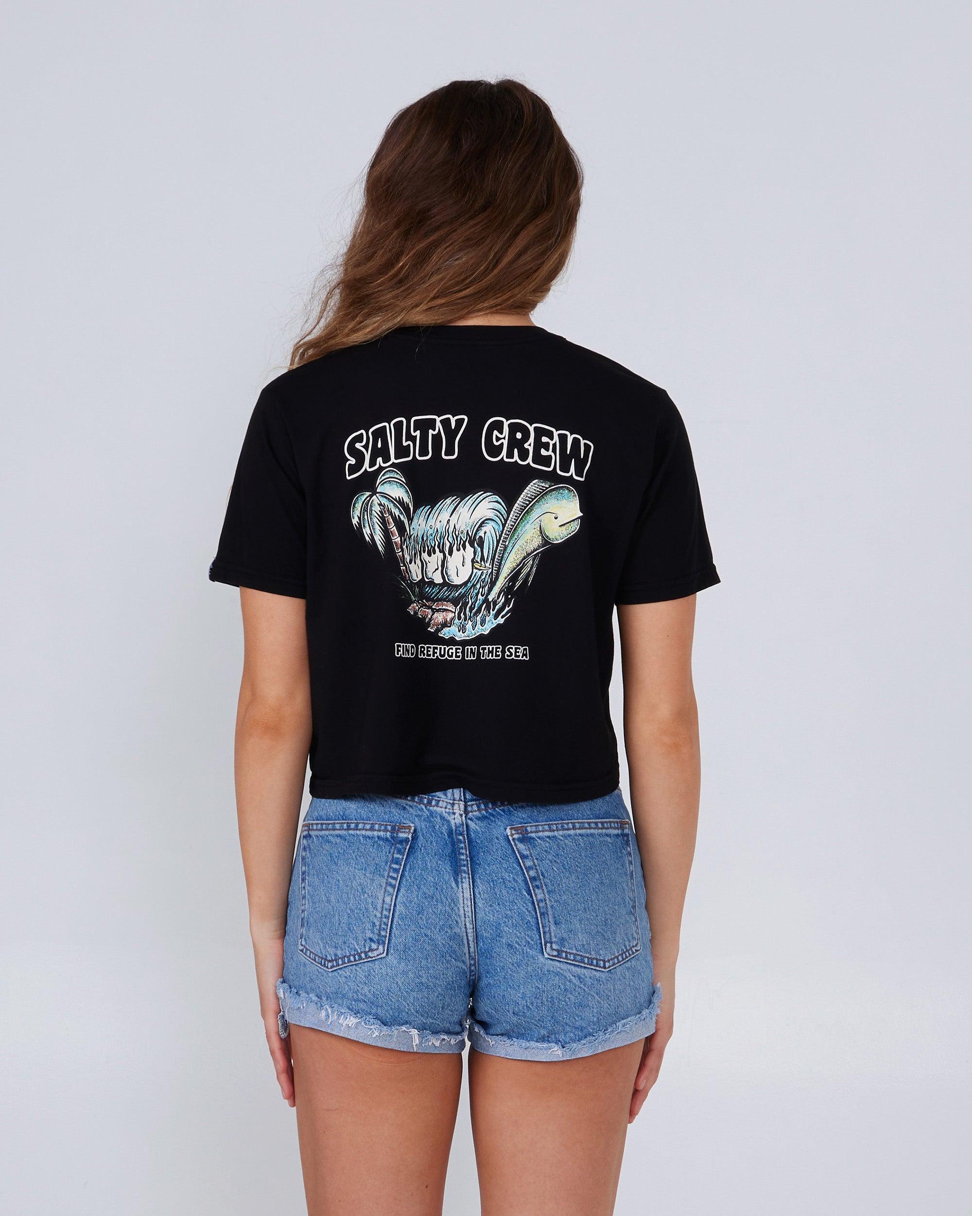 Shaka Black Crop Tee Female Product Image