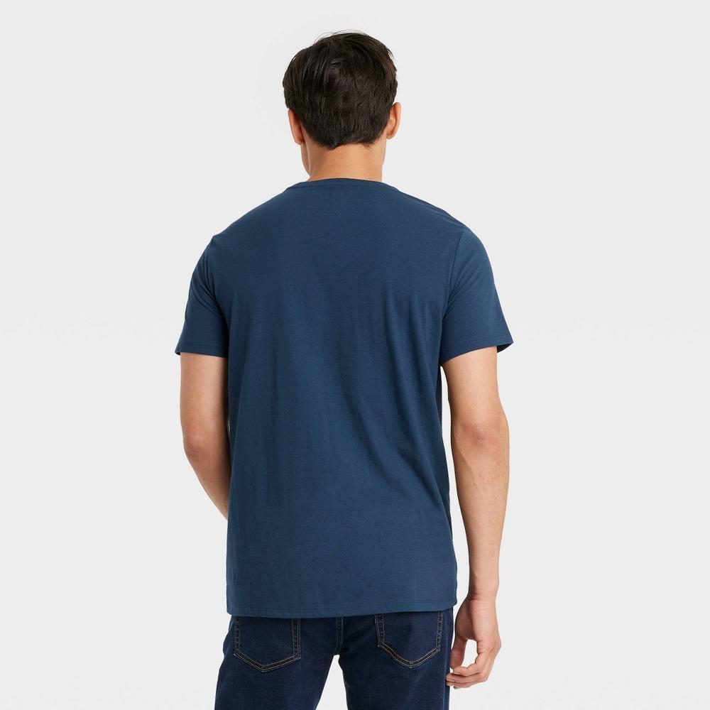 Mens Short Sleeve Crewneck Graphic T-Shirt - Goodfellow & Co Navy Blue XL Product Image