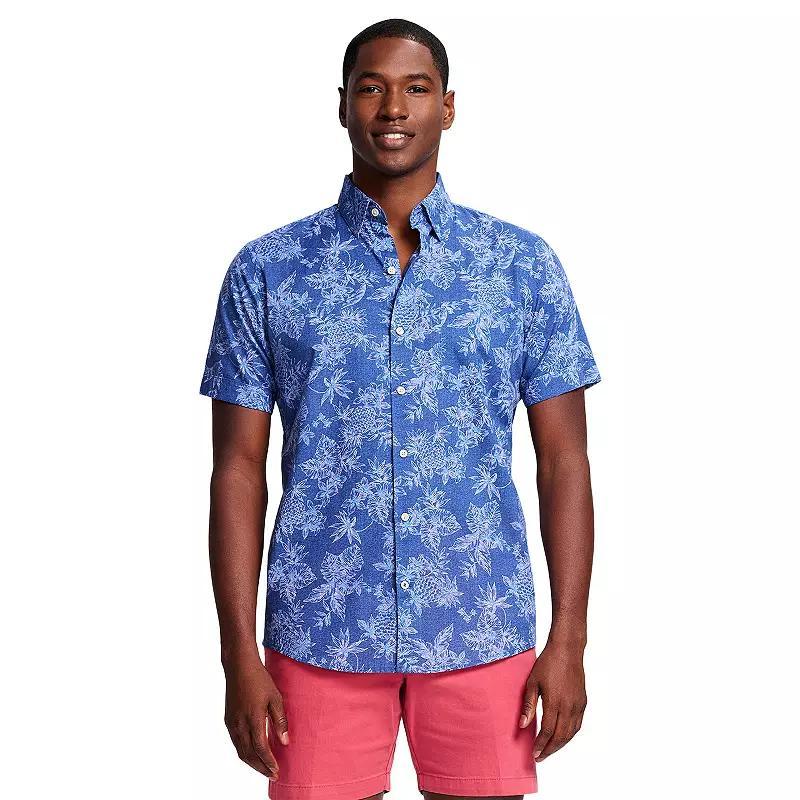 Mens IZOD Saltwater Dockside Solid Chambray Short Sleeve Button-Down Shirt Product Image