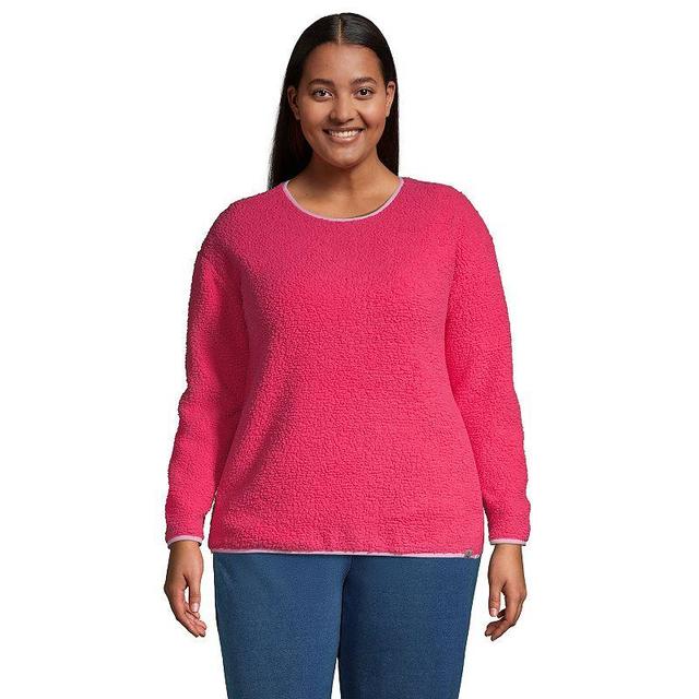 Plus Size Lands End Long Sleeve Sherpa Sweatshirt, Womens Product Image