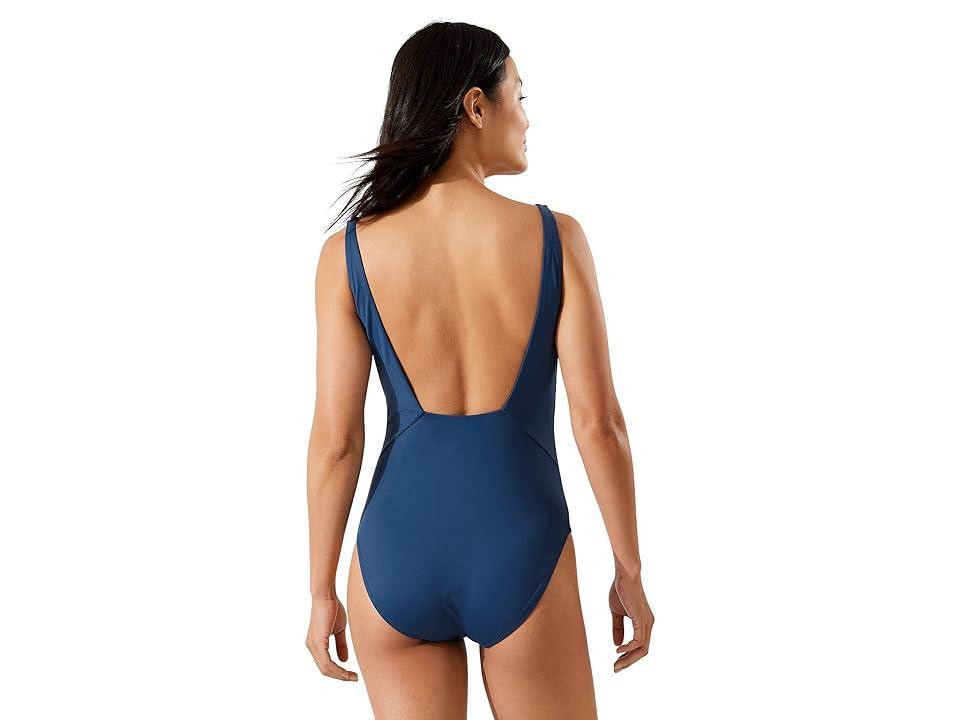 Tommy Bahama Palm Modern Over-the-Shoulder Square Neck One-Piece (Midnight Sea) Women's Swimsuits One Piece Product Image