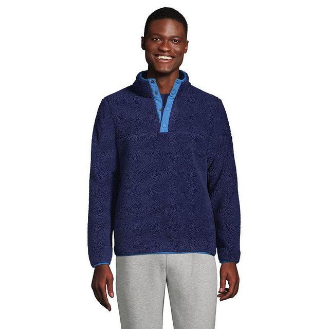 Mens Lands End Sherpa Fleece Sweatshirt Deep Blue Product Image