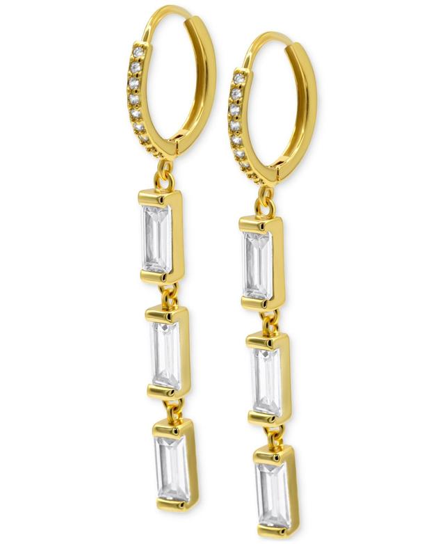 Adornia 14k Gold Plated Cubic Zirconia Huggie Earrings, Womens, Yellow Product Image