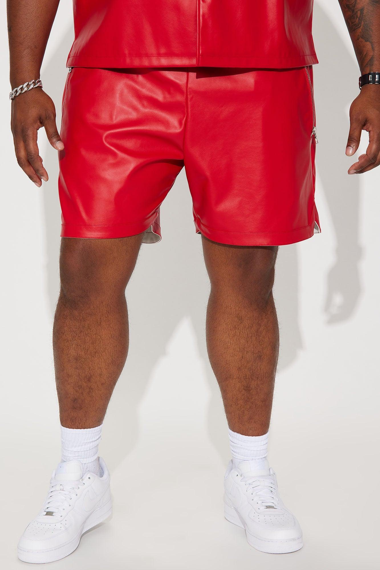 Slam Dunk Faux Leather Shorts - Red Product Image