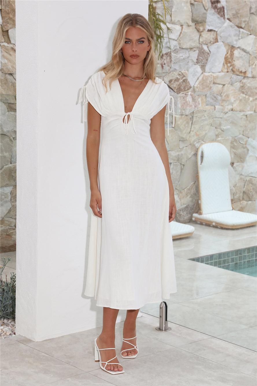 Dreamy Brunch Midi Dress White Product Image