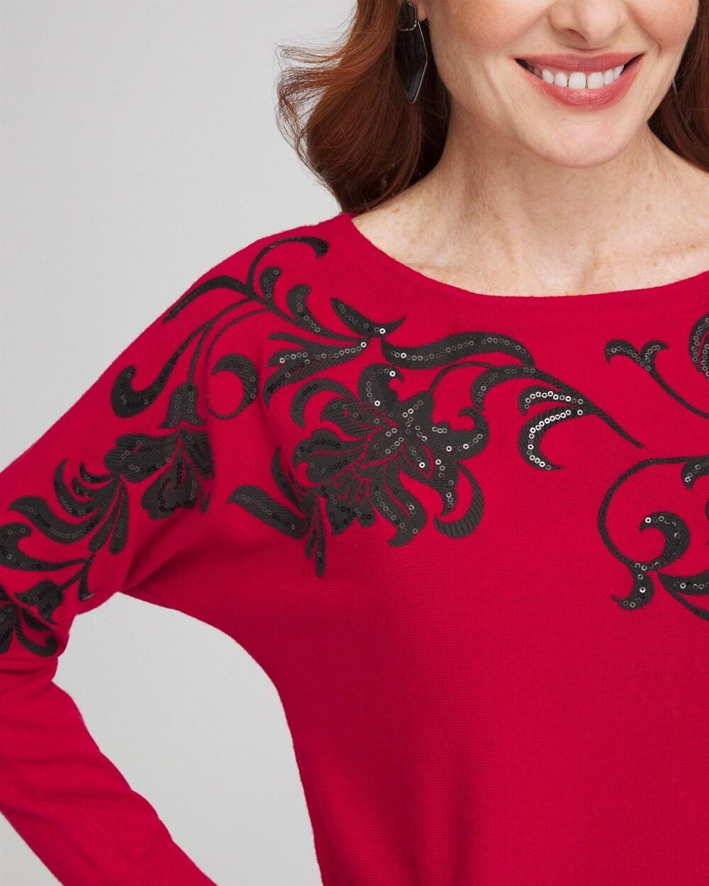 Floral Sequin Dolman Sleeve Sweater Product Image