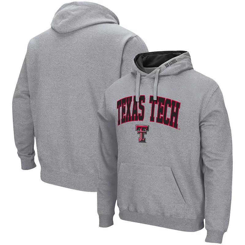 Mens Colosseum Heathered Gray Texas Tech Red Raiders Arch & Logo 3.0 Pullover Hoodie Product Image