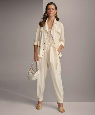 Donna Karan Womens Utility Jacket Belted Cargo Pants Product Image