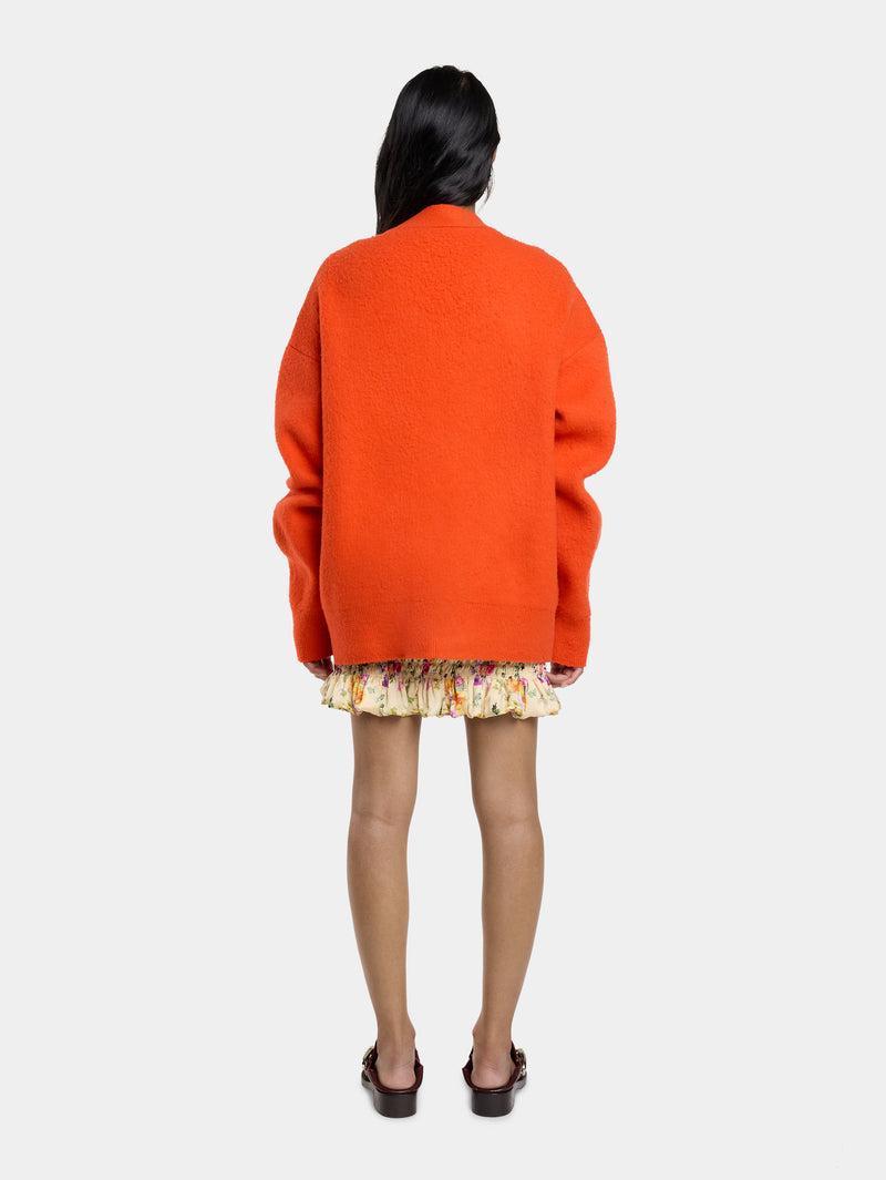 ORANGE OVERSIZED WOOL CARDIGAN Product Image