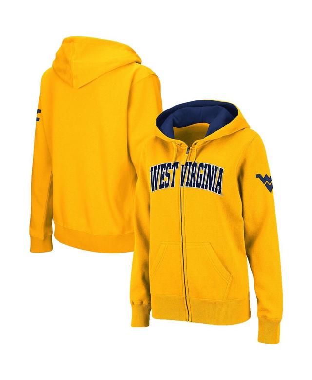 Womens Stadium Athletic Gold West Virginia Mountaineers Arched Name Full-Zip Hoodie Product Image