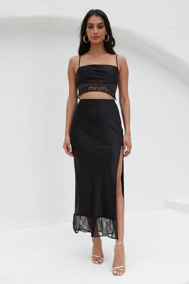 Lavishness Satin Maxi Skirt Black Product Image