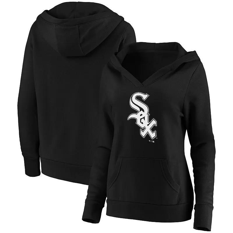 Womens Fanatics Branded Chicago White Sox Official Logo Crossover V-Neck Pullover Hoodie Product Image