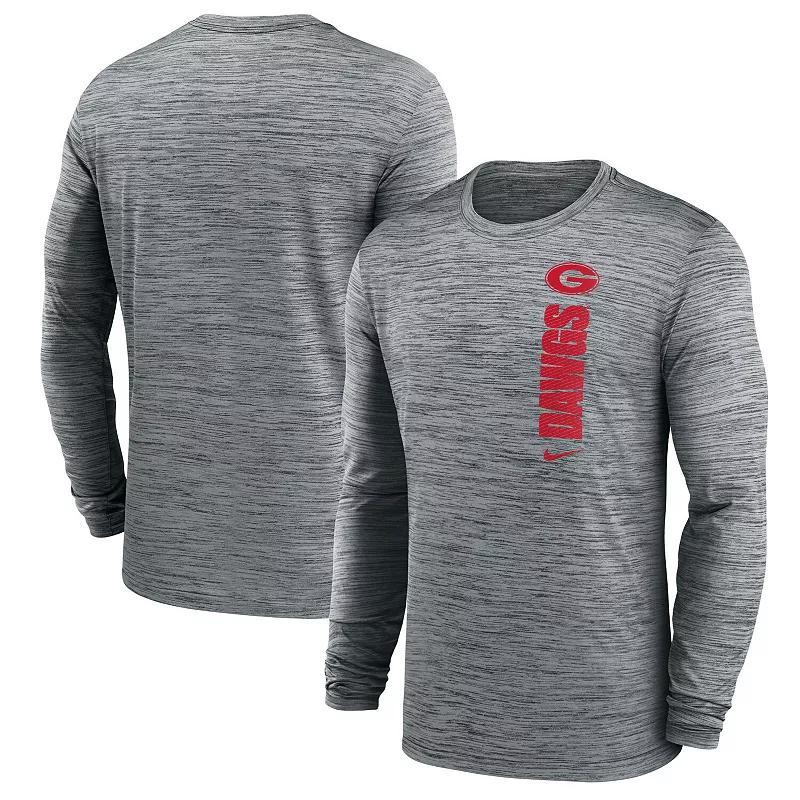 Mens Nike Heather Gray Georgia Bulldogs 2024 Sideline Velocity Performance Long Sleeve T-Shirt Product Image