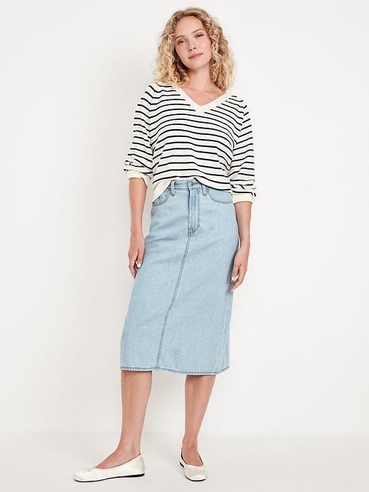 High-Waisted Wow Jean Midi Skirt Product Image