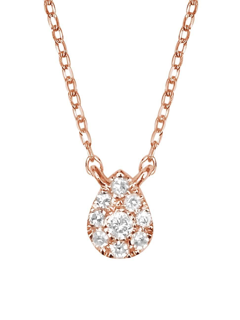 Womens Magic Touch 18K Rose Gold & Diamond Pear Pendant Necklace Product Image