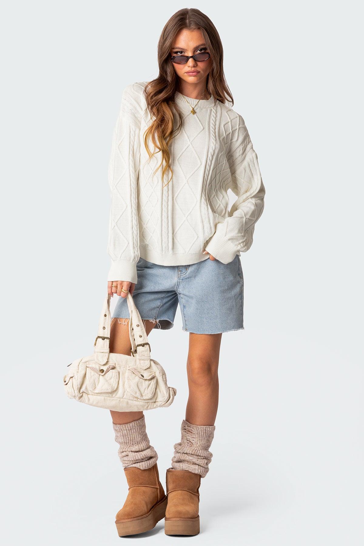 Jessy Cable Knit Oversized Sweater Product Image