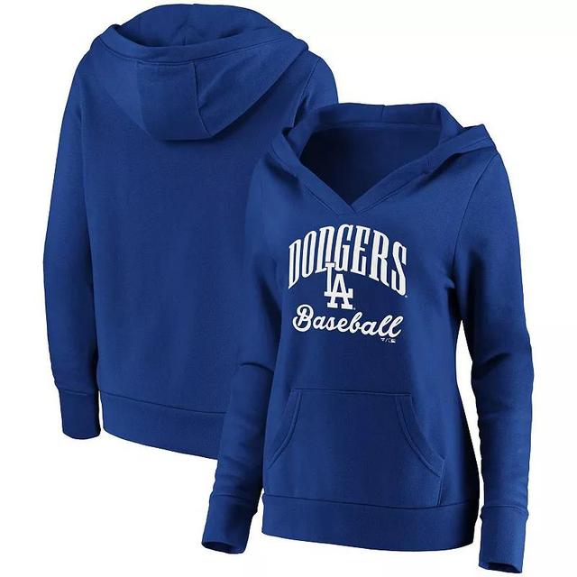 Womens Fanatics Branded Royal Los Angeles Dodgers Victory Script Crossover Neck Pullover Hoodie Product Image