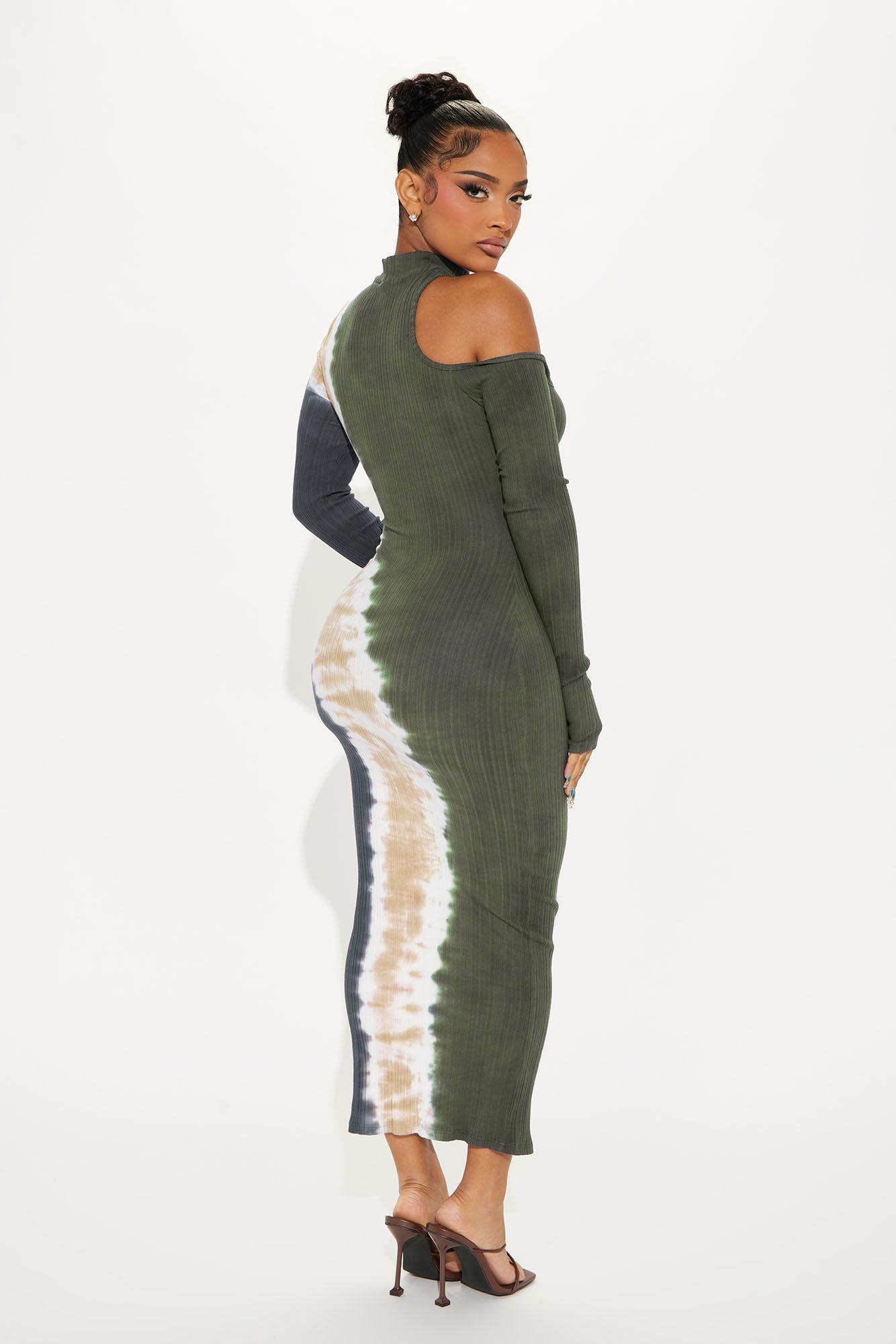 Splash of Tie Dye Midi Dress - Green/combo Product Image