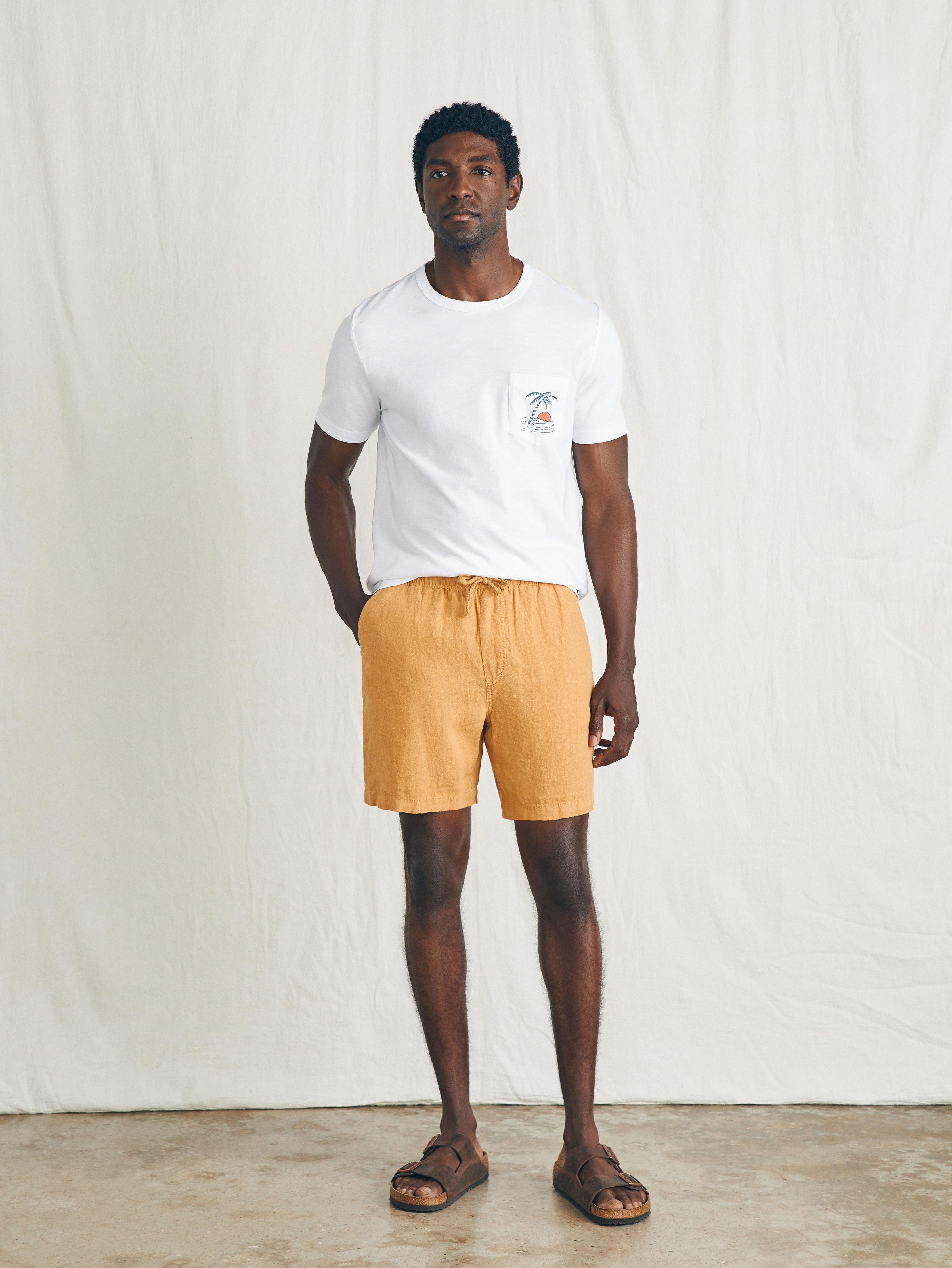 Essential Linen Short (6.5" Inseam) - Sunset Gold Male Product Image