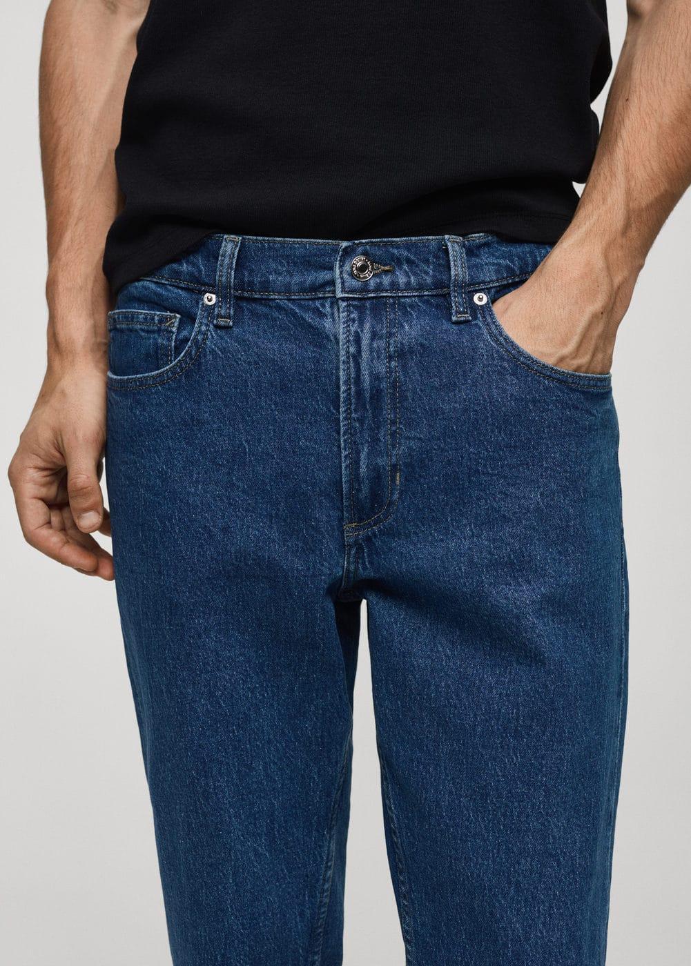 MANGO MAN - Ben tapered cropped jeans dark blueMen Product Image