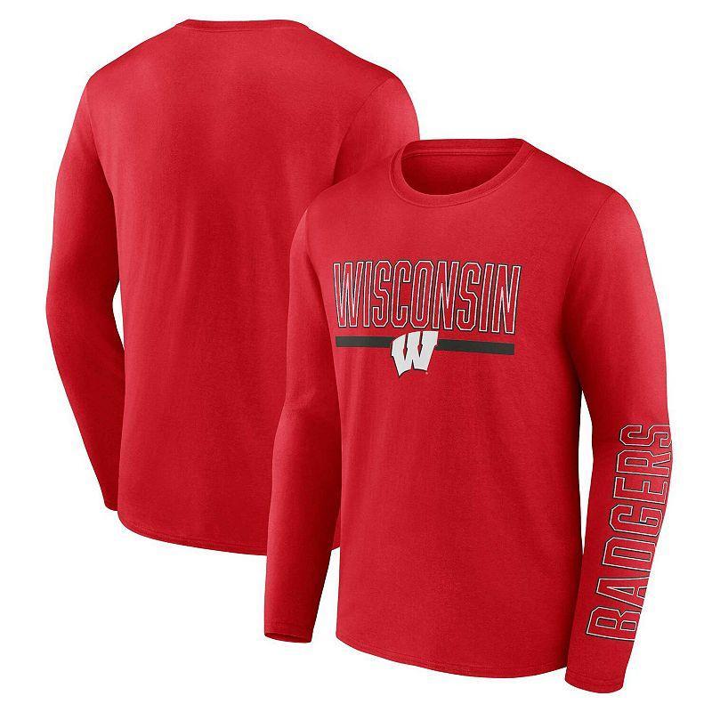 Mens Profile Wisconsin Badgers Big & Tall Two-Hit Graphic Long Sleeve T-Shirt Product Image