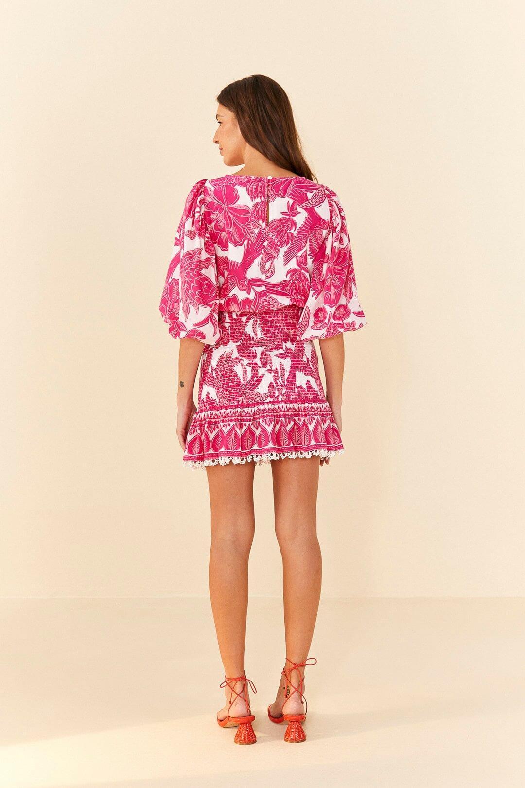 Pink Tropical Woodcut Mini Dress Product Image