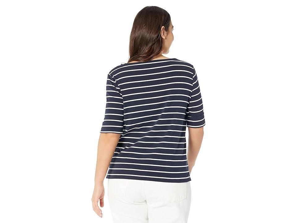 Lauren Ralph Lauren Plus Size Stripe Boat Neck Short Sleeve T Product Image