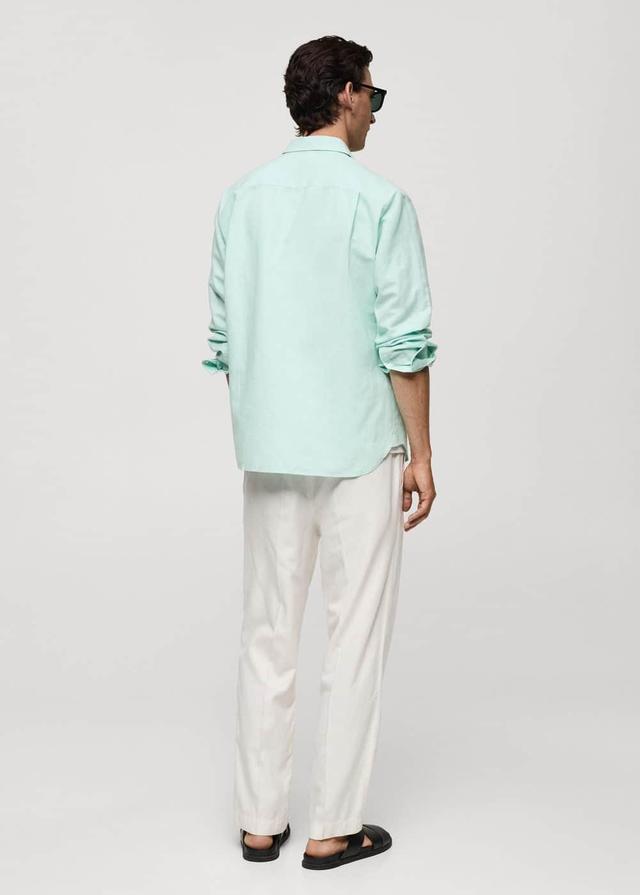 MANGO MAN - Classic-fit linen-blend shirt aqua greenMen Product Image