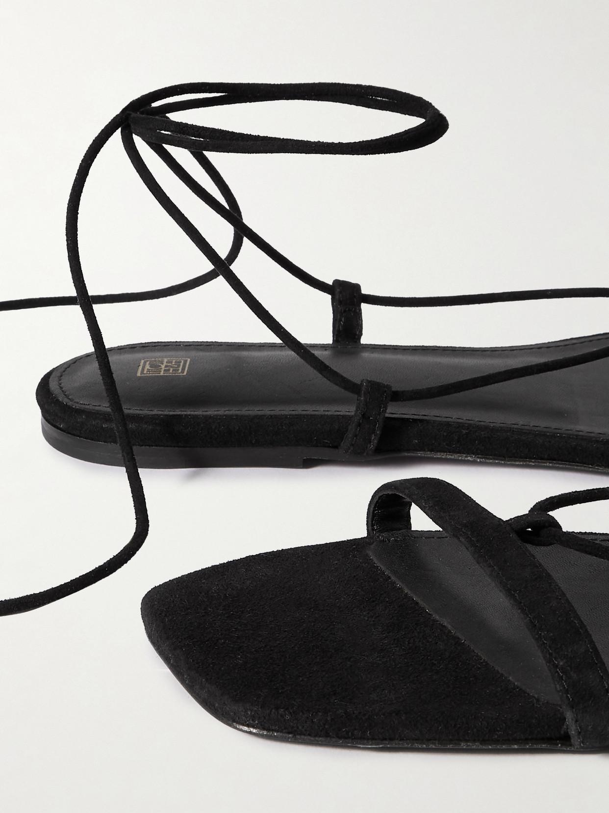 The Suede Tie Sandal Black Product Image