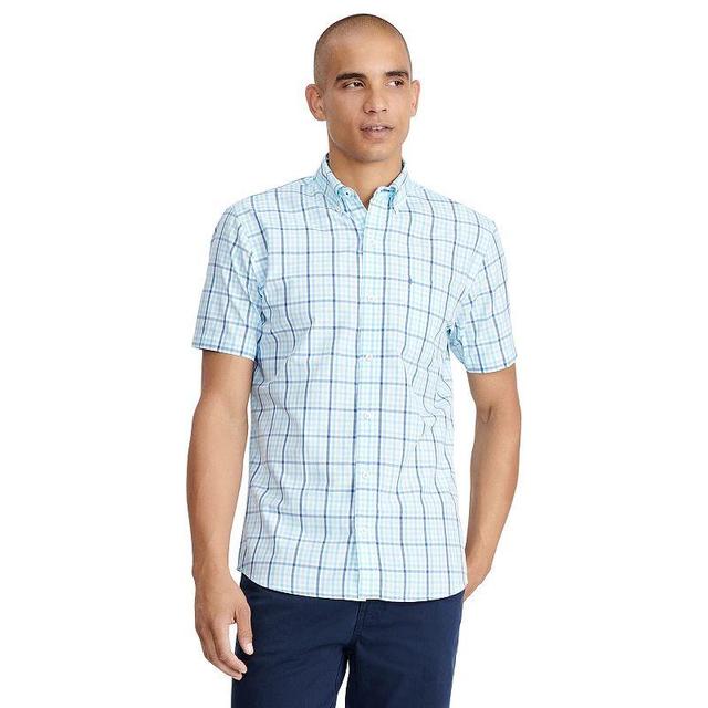 Mens IZOD Classic Breeze Plaid Short Sleeve Button-Down Shirt Blue Product Image