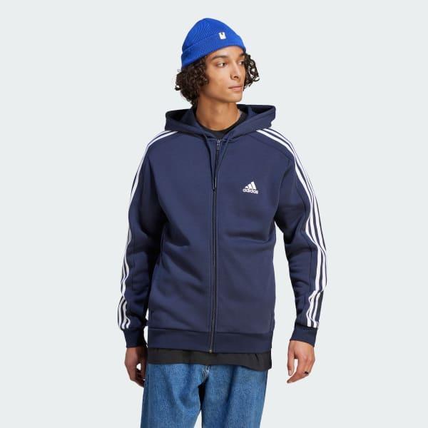 Essentials Fleece 3-Stripes Full-Zip Hoodie Product Image