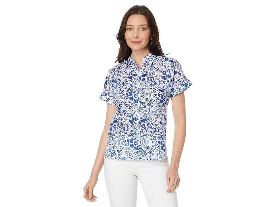 Women's Cotton Floral-Print Camp Shirt Product Image