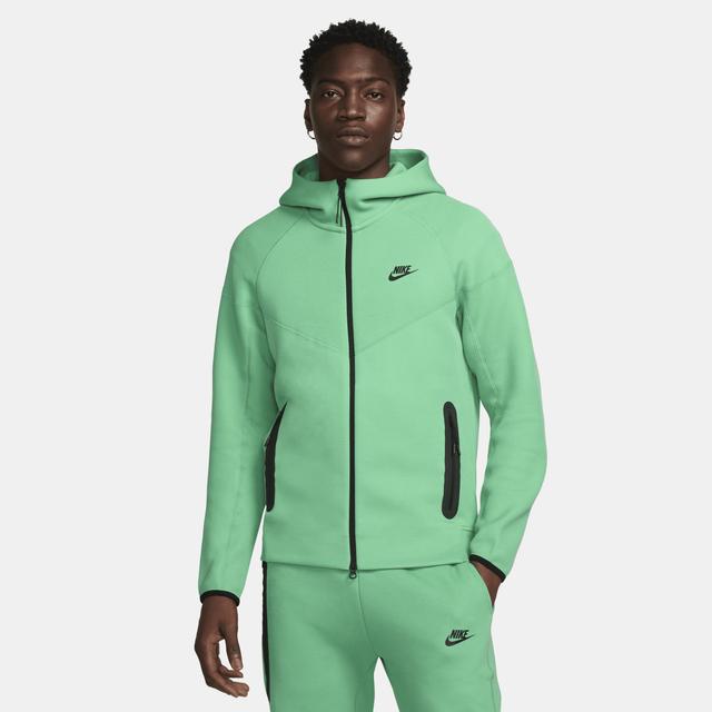 Nike Mens Nike Tech Fleece Full-Zip Hoodie - Mens Black/Spring Green Product Image