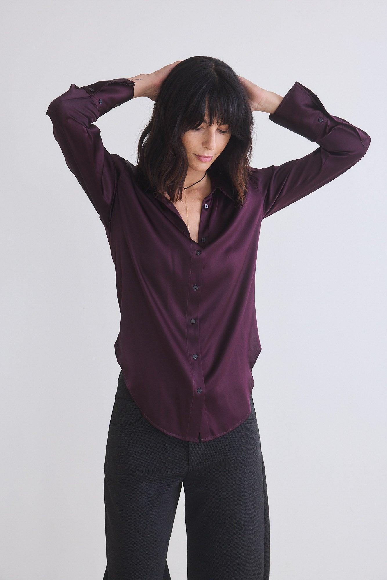 Shift Your Gaze Silk Button Down Blouse Product Image