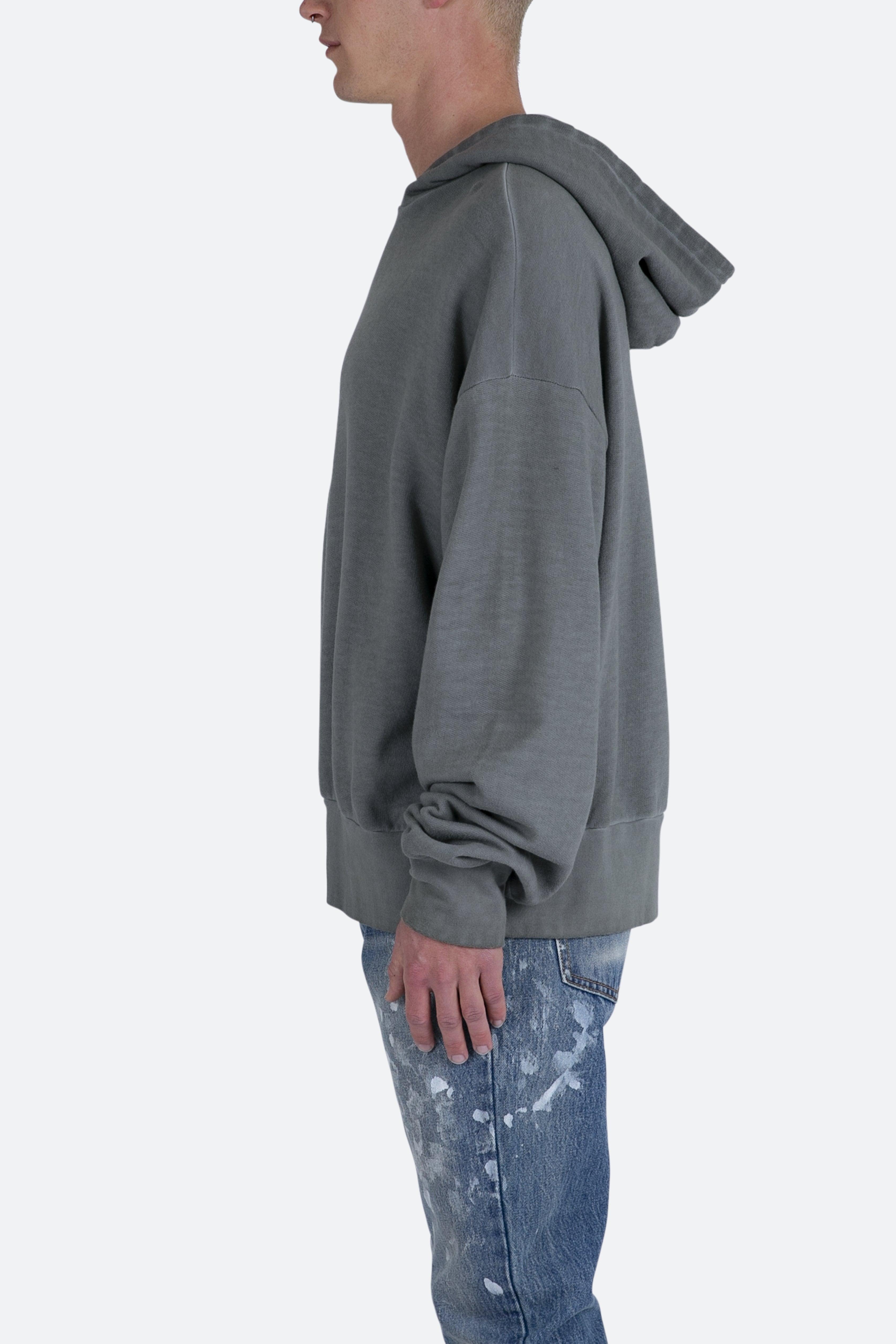 Single Zip Patched Hoodie - Grey Product Image