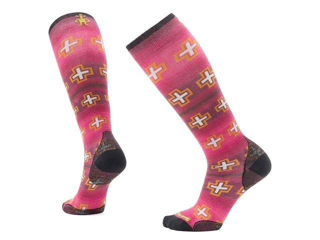 Smartwool Ski Zero Cushion Paths Crossed Print Over The Calf Socks (Power ) Women's Crew Cut Socks Shoes Product Image