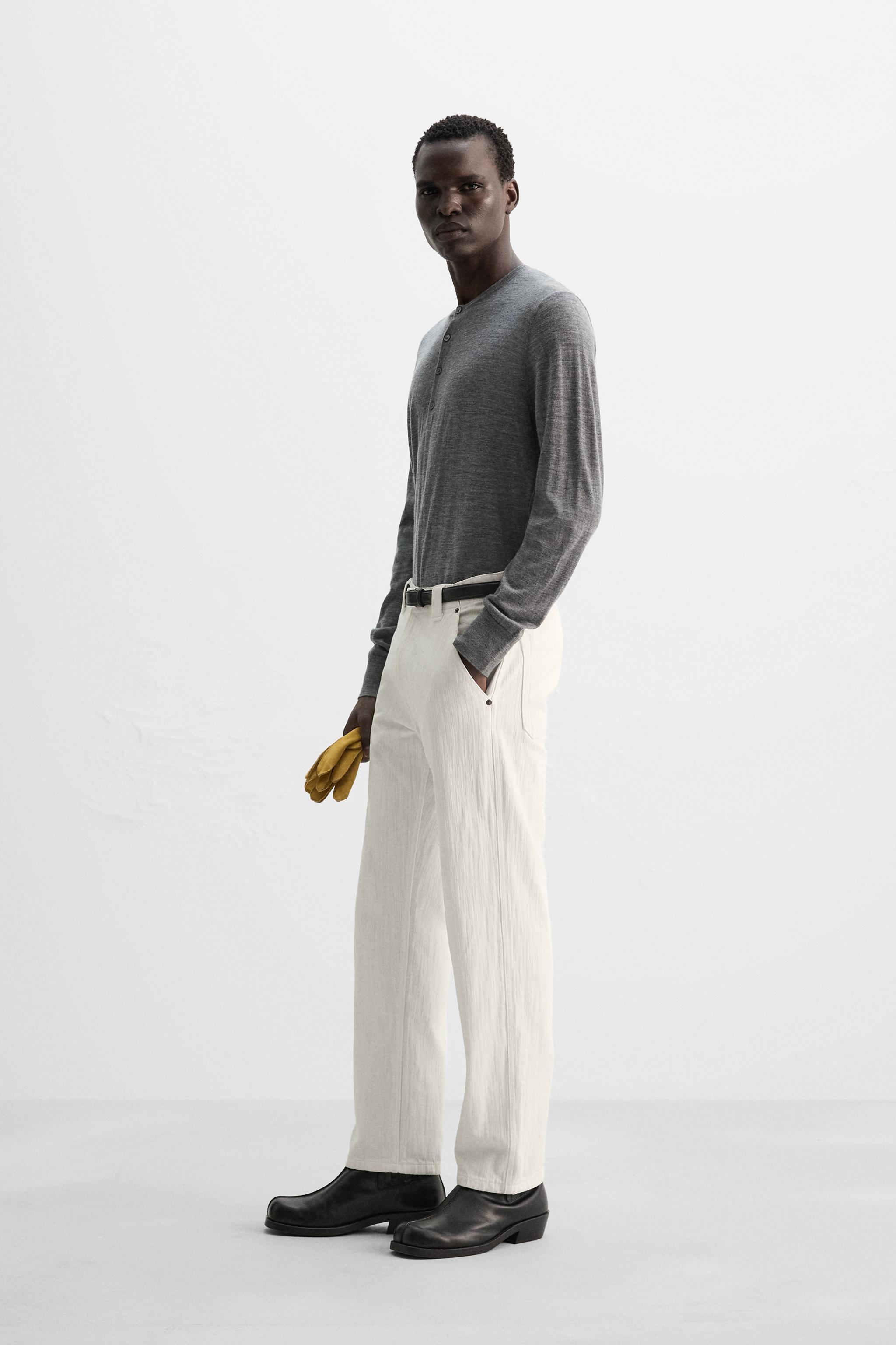 TEXTURED DENIM CHINO PANTS Product Image