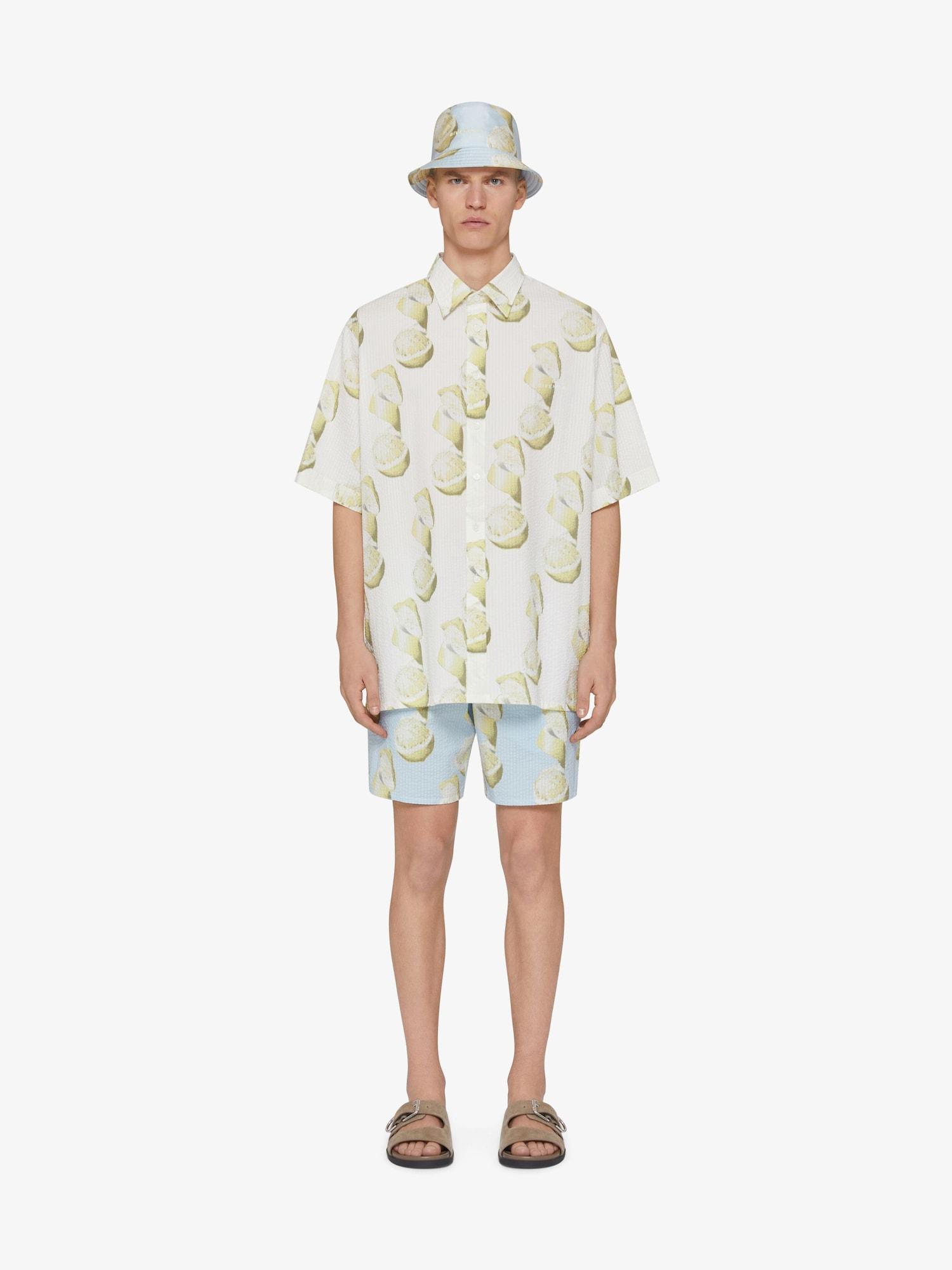 Shirt in cotton seersucker with lemon print Product Image