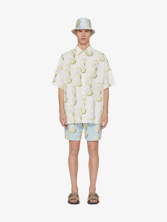 Shirt in cotton seersucker with lemon print Product Image