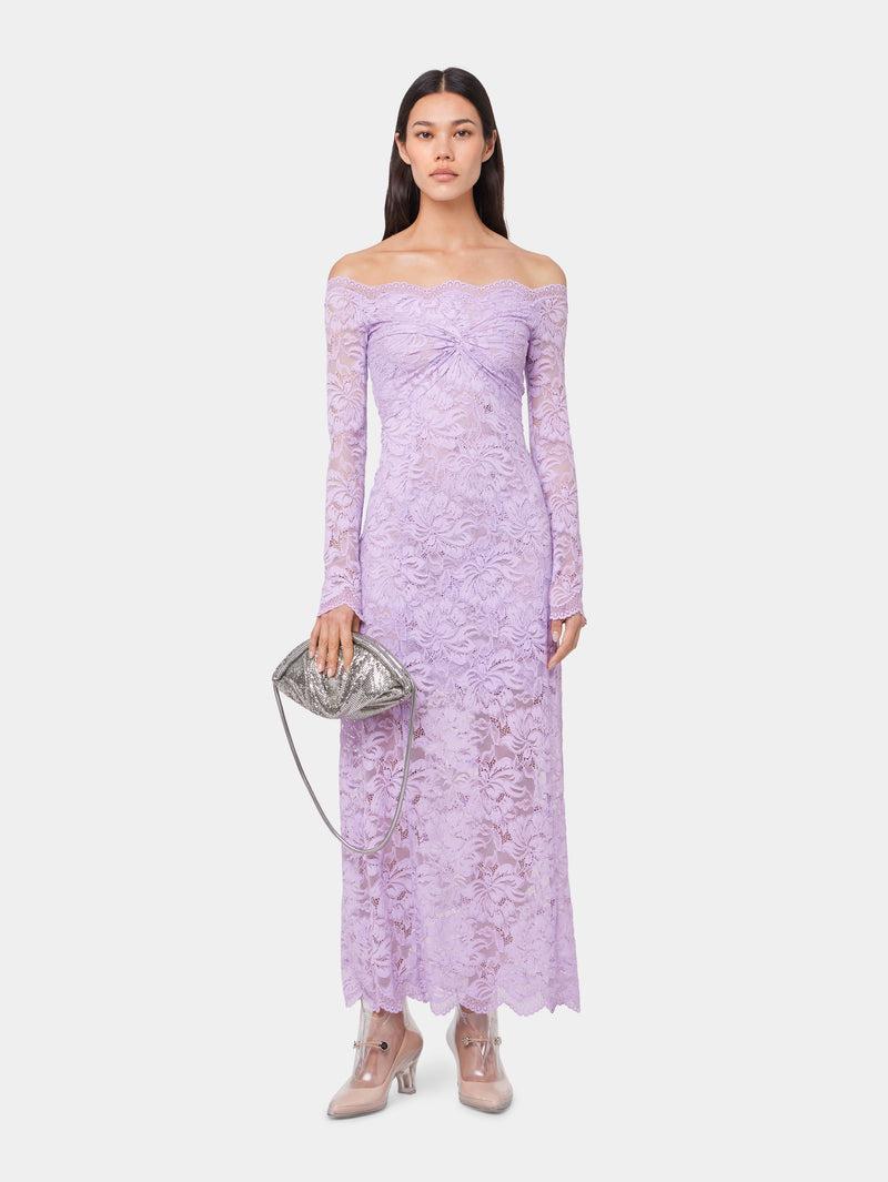 LAVENDER LONG DRESS IN LACE Product Image