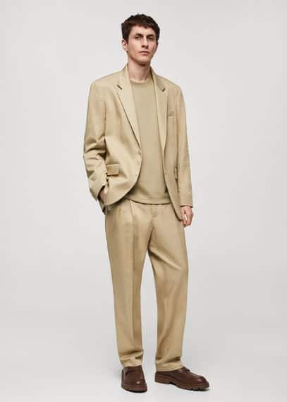 MANGO MAN - Regular-fit suit pants with pleats beigeMen Product Image