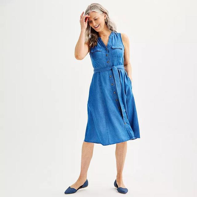 Womens Croft & Barrow Y-Neck Shirtdress Product Image