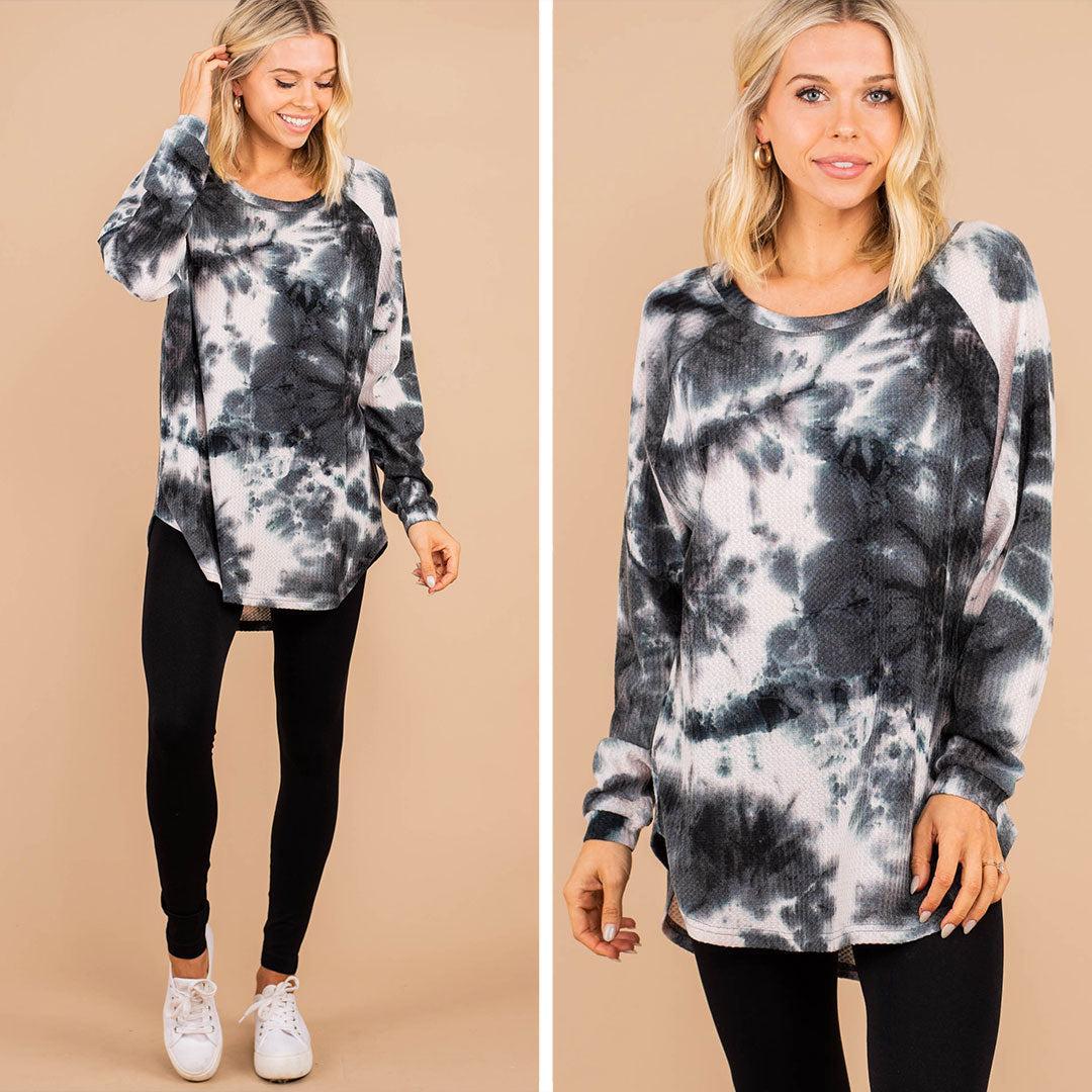 Easy Like Sunday Black Tie Dye Tunic Female Product Image